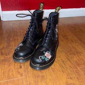 Flower embroidered dr martens